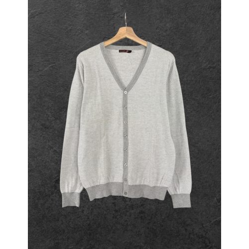 Csíkos férfi kardigán - M