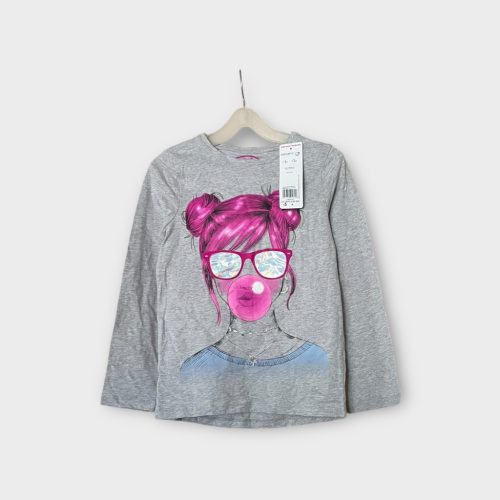 F&F mintás lányka felső - 128 (ÚJ)