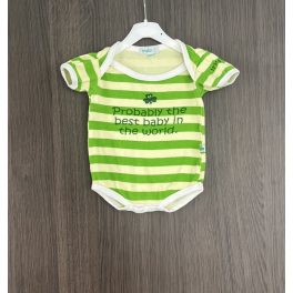 Zöld csíkos kisfiú body - 62-68