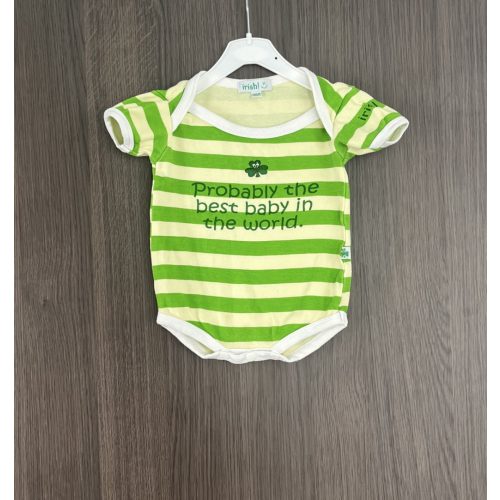Zöld csíkos kisfiú body - 62-68