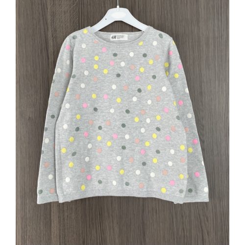 H&M pöttyös kislány finomkötött pulóver - 122-128
