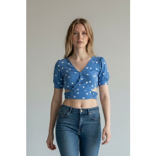 Bershka pöttyös női top - S