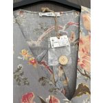 Mango virágos női lenkeverék blúz - S (ÚJ)