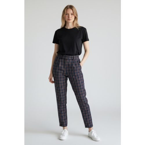 Bershka női kockás nadrág - XS (ÚJ)