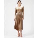 Bézs női bársonyruha - S (ÚJ)