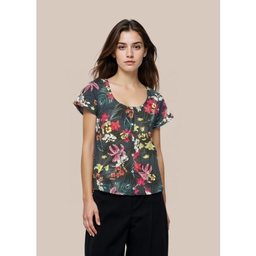 S.Oliver virágos női póló - S (ÚJ)