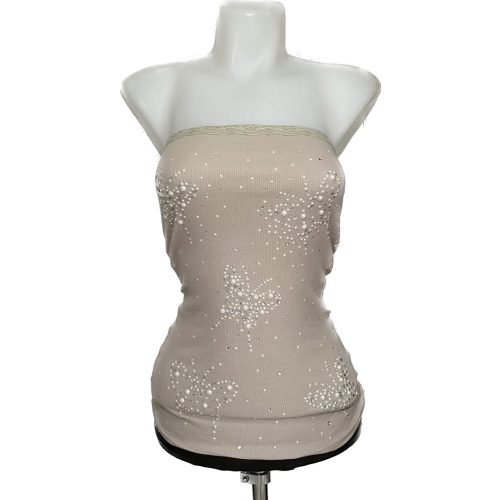 Gyöngyös-strasszköves női top - S