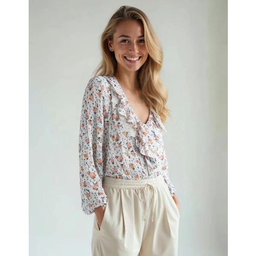 Mango virágos női blúz - S (ÚJ)