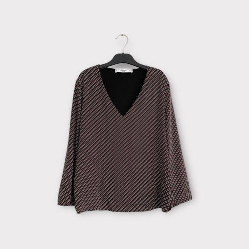 Mango két anyagú csíkos női felső - S