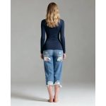 Momkrom hátul szaggatott női farmernadrág - M (ÚJ)