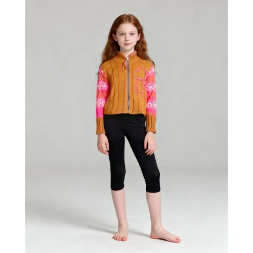 Virágos mustársárga kardigán (128)