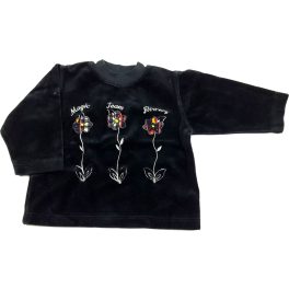 Virágos fekete plüss felső (80)