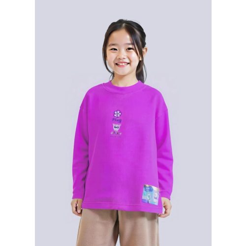 Virágos lila pulóver - 98 (ÚJ)