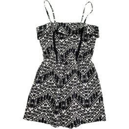 Fekete-ekrü mintás playsuit (140)