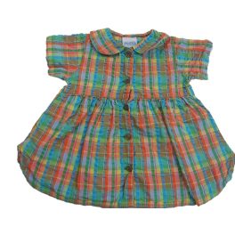 Zöld-narancs kockás ruha (74-80)