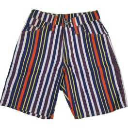 Sötétkék-narancs csíkos vászonshort (116)