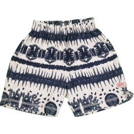 Sötétkék mintás ekrü short (62-68)