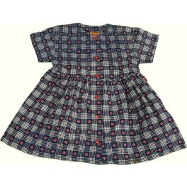 Virágos, sötétkék kockás ruha (80-86)