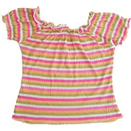 Zöld-pink csíkos felső (146-152)