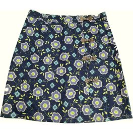Díszkapcsos, virágos kék szoknya (158)