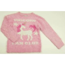 Unikornisos szőrmés rózsaszín pulóver (122)
