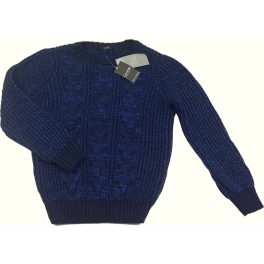 Új, sötétkék kötött pulóver (116-122)