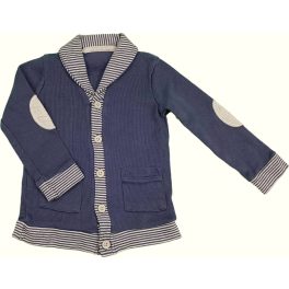 Csíkos szegélyű kék kardigán (80-86)