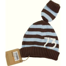 Barna-kék csíkos sapka kesztyűvel (68)