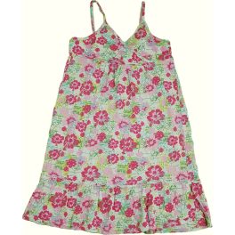 Hibiszkuszos pink-ekrü ruha (134-140)