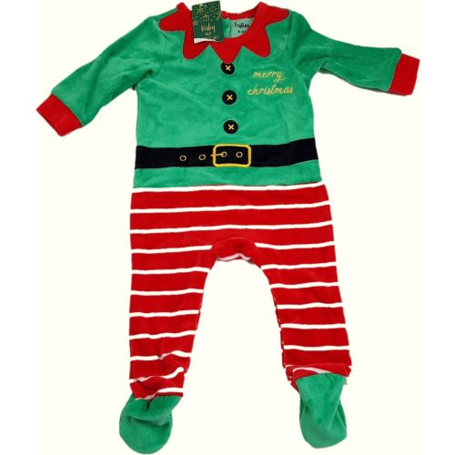 Varráshibás! Zöld-piros manó rugdalózó - 74 (ÚJ)