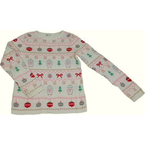 H&M pingvines lányka pulóver - 134-140