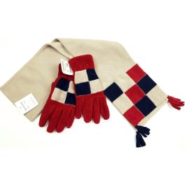 Bézs-bordó sál kesztyűvel (ÚJ)