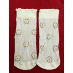 Virágmintás fehér alkalmi zokni (104-110)