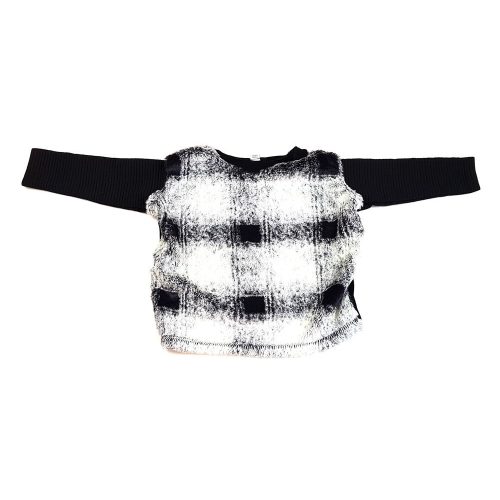 Szürke-fekete szőrmés pulóver (104)