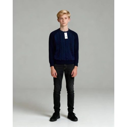 F&F sötétkék pulóver - 158 (ÚJ)