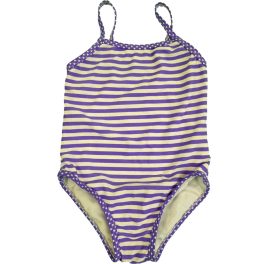 Lila-fehér csíkos fürdőruha (62-68)
