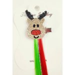 Rénszarvas csat piros-zöld póthajjal (ÚJ)