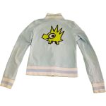 Feliratos világoskék kardigán (158-164)