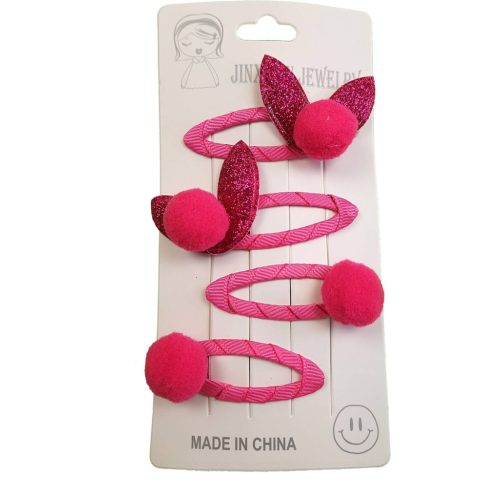 Nyuszifüles pink csat szett ÚJ