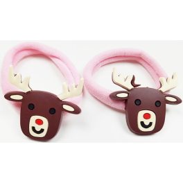 Rénszarvasos rózsaszín hajgumi, 2 db ÚJ