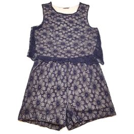 Csipkés, kék playsuit (152)
