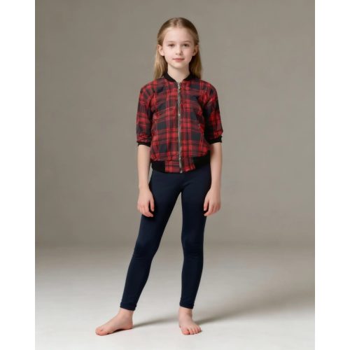 Piros kockás lányka átmeneti dzseki - 164 (ÚJ)