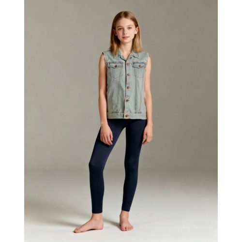 Világoskék lányka farmer mellény - 152 (ÚJ)